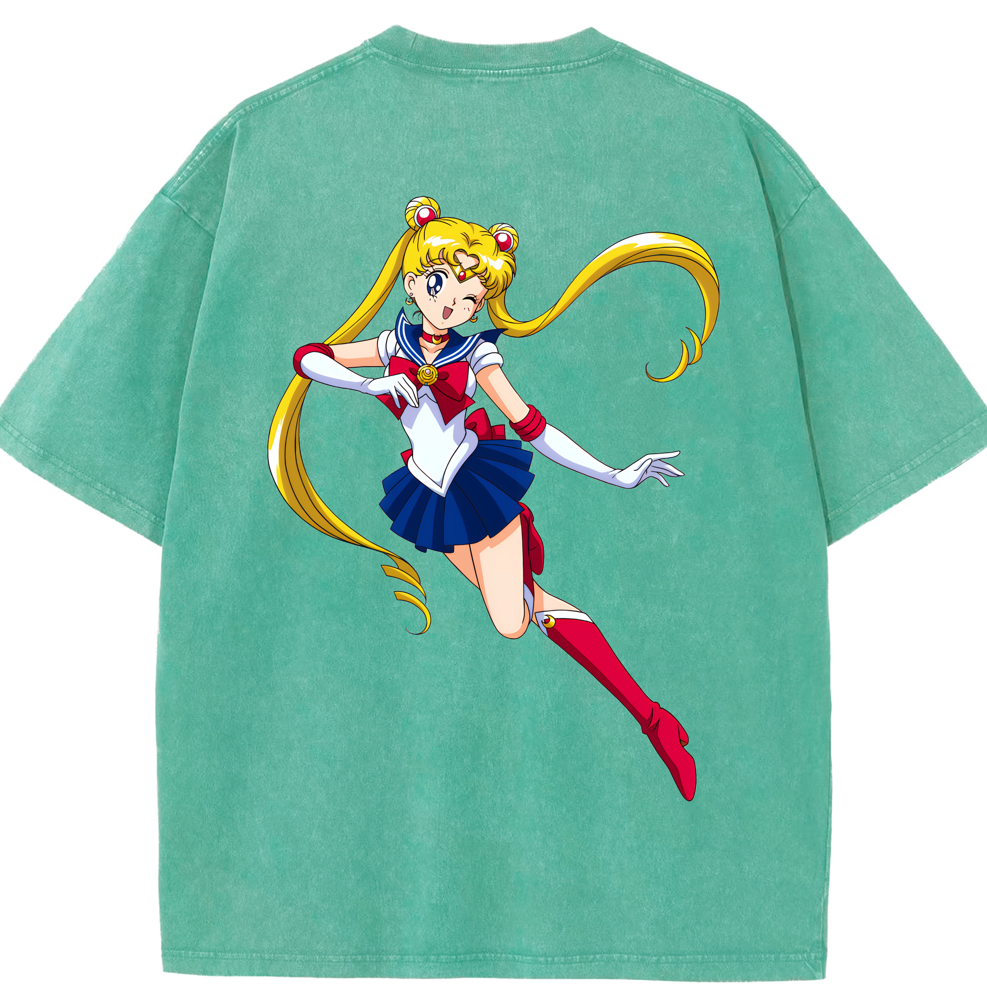 （画像用） 美少女戦士セーラームーン 月野 うさぎ つきの うさぎ Sailor Moon Tsukino Usagi 綿100% ヴィンテージ風 半袖Tシャツ（背面プリント）